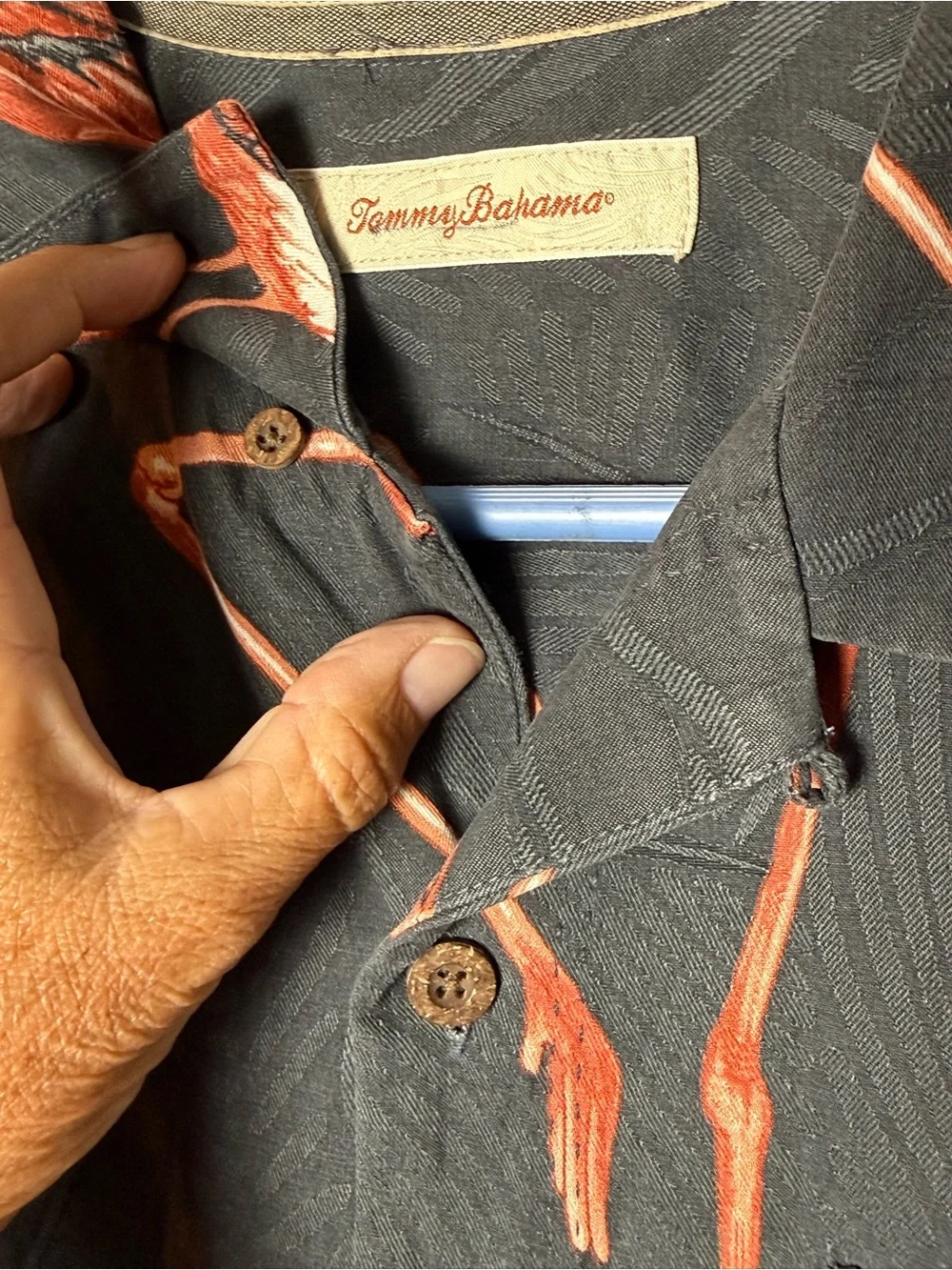 Tommy Bahamas 100% Silk Pink Flamingo Hawaiian Button Down Shirt Mens Sz M